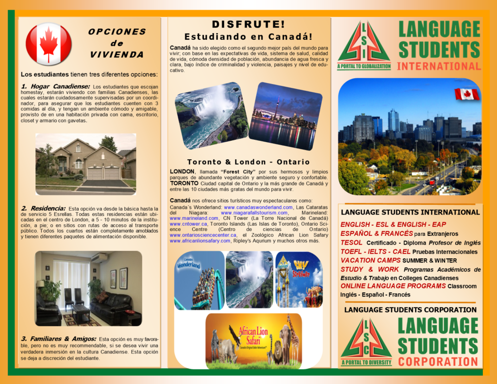 Brochure En Espa ol Language Students